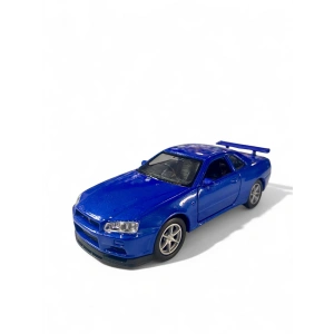 Welly 1/36 Nissan Skyline GT-R R34 Mavi (Çek Bırak)