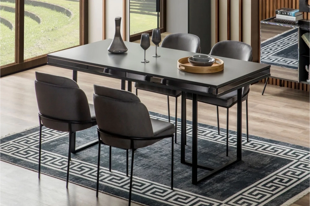 Bronze Antrasit Yemek Masası Takımı