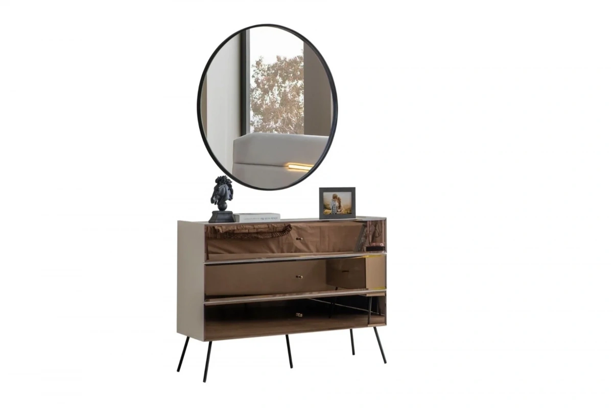 Bronze Aytaşı Şifonyer ve Ayna