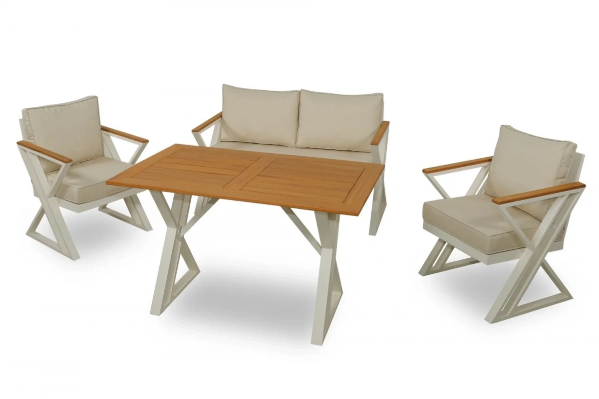 Cross Mini İroko Bahçe ve Balkon Takımı (Krem)