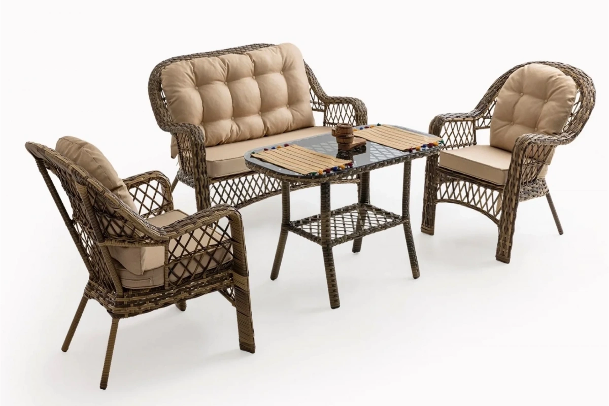 Lora Açık Kahve İkili Bahçe ve Balkon Takımı