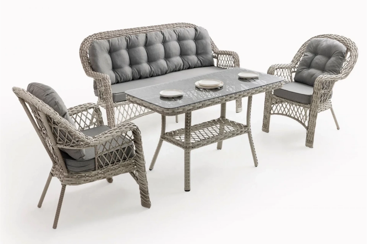 Lora Beyaz Üçlü Bahçe ve Balkon Takımı