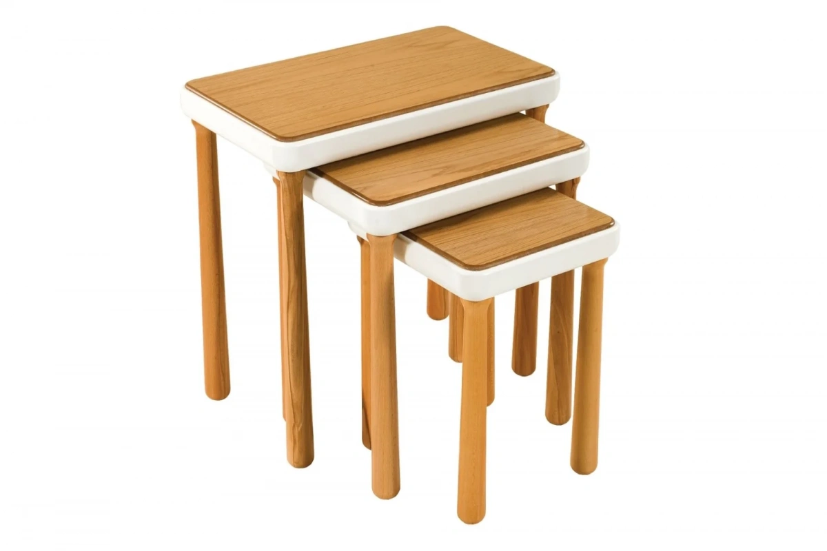 Milan Krem Meşe Zigon Sehpa