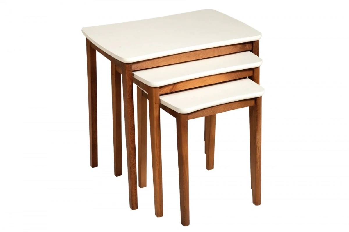 Otantik Krem Ceviz Zigon Sehpa