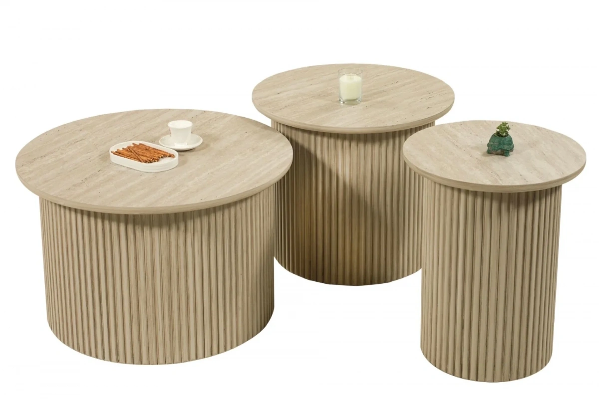 Pena Traverten Gri Zigon Sehpa