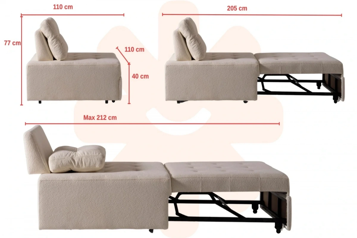 Rest Açılır Yataklı Tekli Krem Koltuk