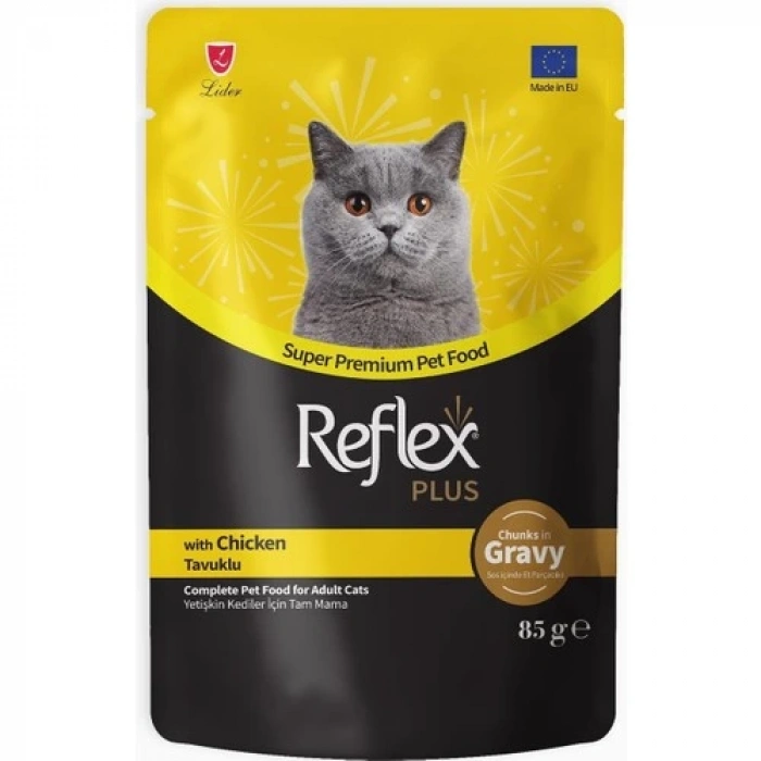 Reflex Plus Sos Içinde Et Parçacıklı Tavuklu Yetişkin Kedi Maması 85 gr