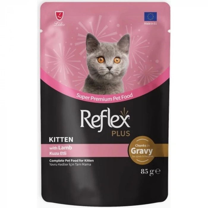 Reflex Plus Sos Içinde Et Parçacıklı Kuzu Etli Yavru Kedi Maması 85 gr