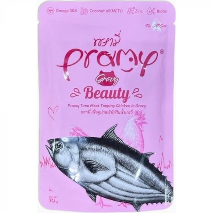 Pramy Sos Içinde Ton Balıklı ve Tavuklu Yetişkin Kedi Maması 70 gr
