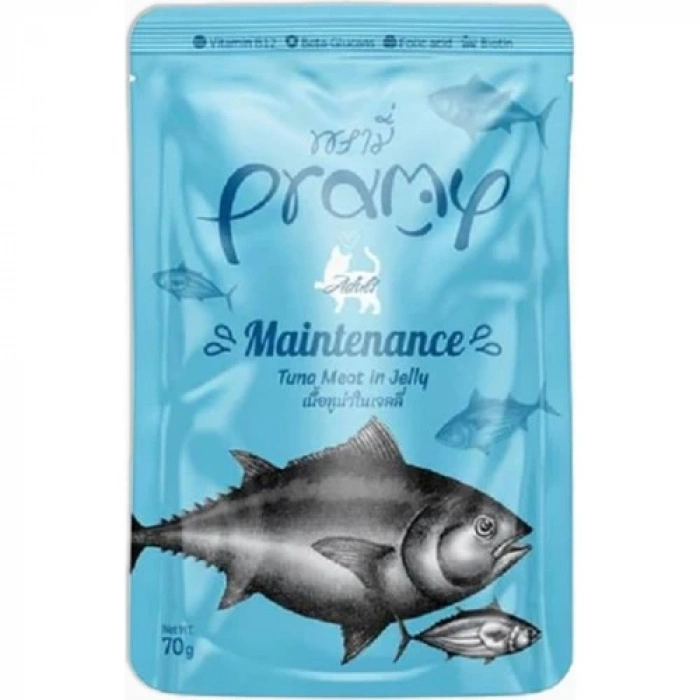 Pramy Jöle Içinde Yağsız Ton Balıklı Yetişkin Kedi Maması 70 gr