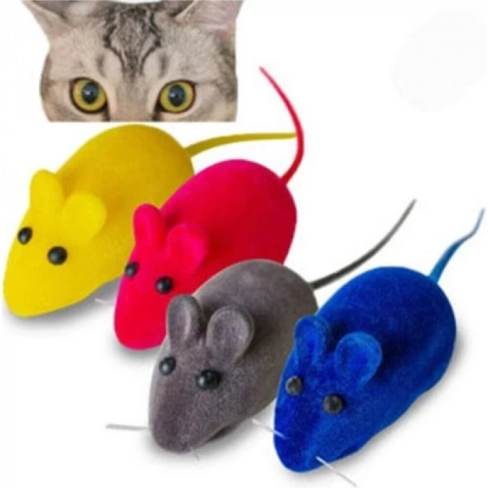 Lion Pet Kedi Oyuncağı Öten Fare 4 Adet Farklı Renk