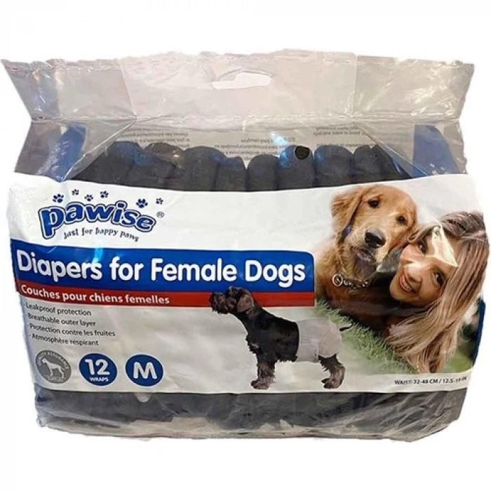 Pawise Ultra Emici Köpek Bezi 12li Siyah M