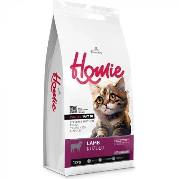 Homie Kitten&mother Düşük Tahıllı Kuzulu Kedi Maması 12 kg