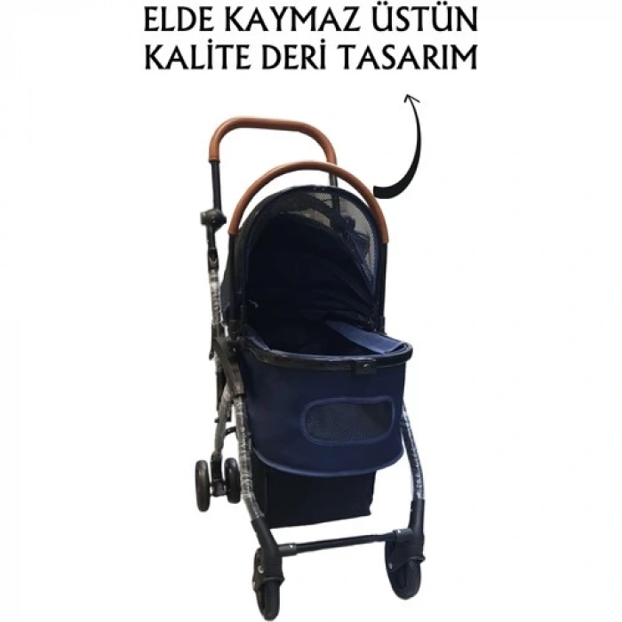 Tommy Evcil Hayvan Arabası 76,5x48x99cm Lacivert Max 15 Kg