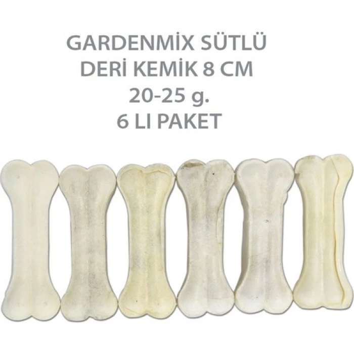 Garden Mix Sütlü Pres Deri Köpek Çiğneti Kemik 20-25 Gr 6 Lı