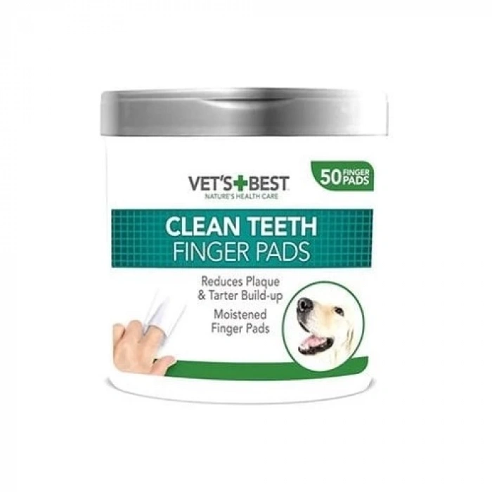 Vets Best Plak ve Tartar Oluşumunu Engelleyen Köpek Diş Temizleme Parmak Pedi 50 Adet