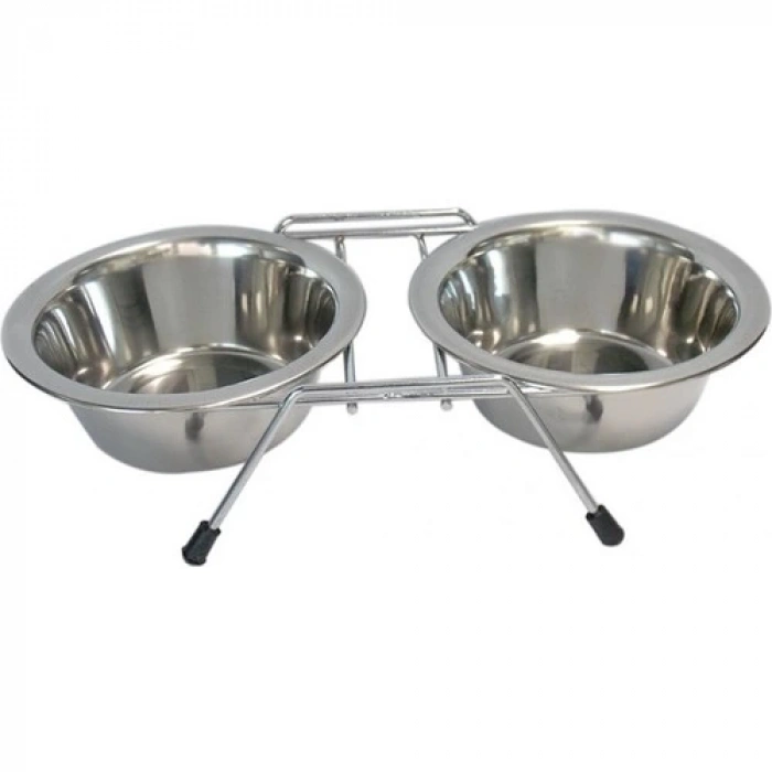 Tommy Tel Ayaklı İkili Çelik Mama Kabı 10 Oz