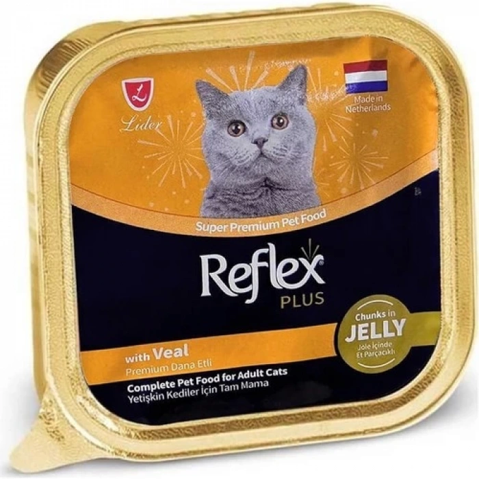 Reflex Plus Jöle Içinde Et Parçacıklı Dana Etli Kedi Konservesi 85 gr