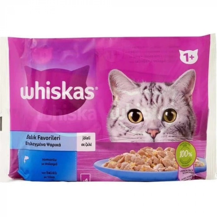 Whiskas Balık Favorileri Somonlu ve Ton Balıklı Kedi Yaş Mama 340 G (4 x 85 Gr)