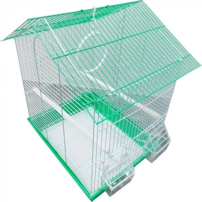 Dayang 2 Kapı Çatılı Muhabbet Kuşu Kafesi Çift Renk.35X28X46