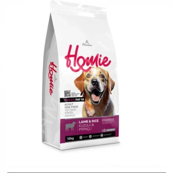 Homie Düşük Tahıllı Kuzulu ve Pirinçli Yetişkin Köpek Maması 12 kg
