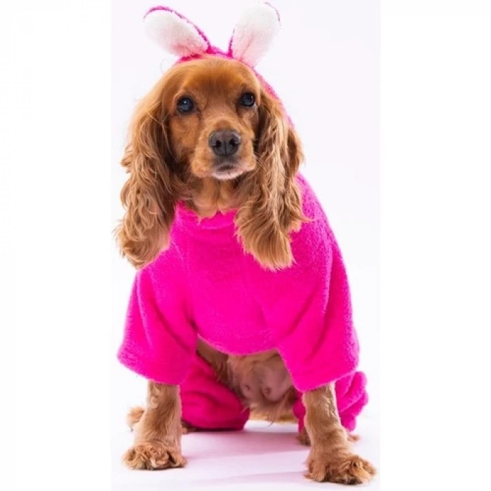 Pawstar Pembe Tapeti Peluş Küçük Irk Köpek Tulumu (6,5 Kg-11 kg Arasına Uygun Bedenlerde)