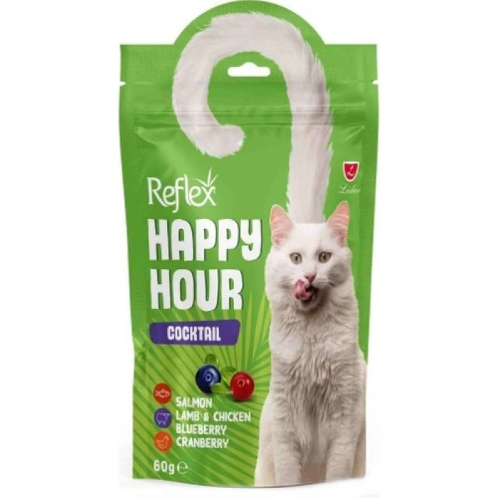 Reflex Happy Hour Kuzu, Somon ve Tavuklu Kedi Ödül Maması 60 gr
