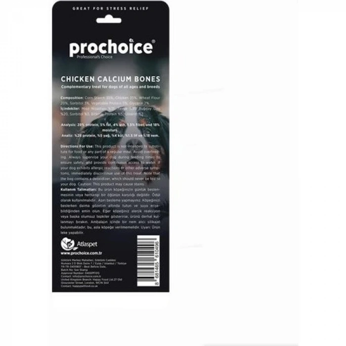 Prochoice Chicken Calcium Bones, Tavuk Sargılı Kalsiyum Kemik Köpek Ödülü 7 Parça