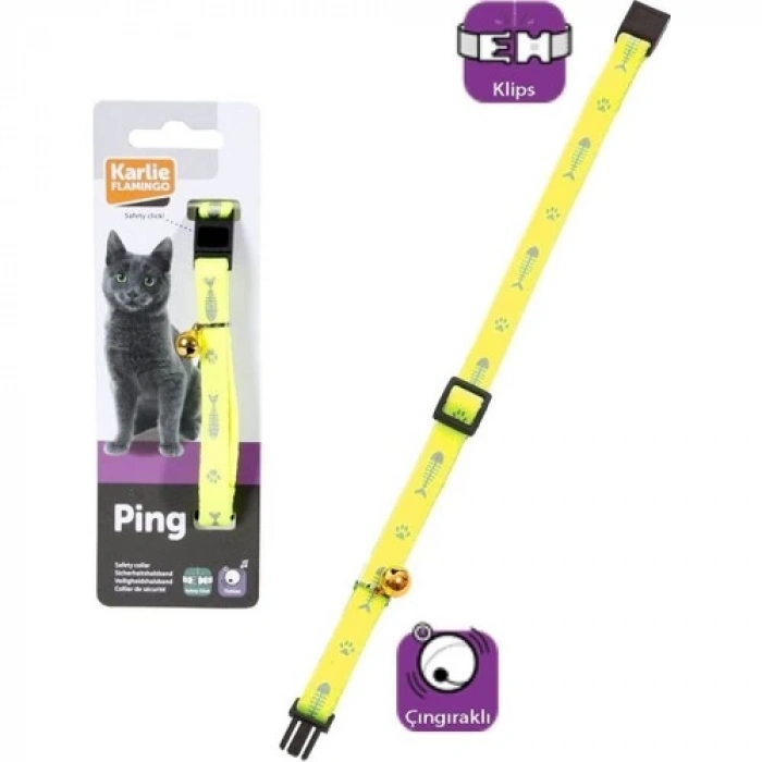 Karlıe Kedi Tasması Çıng. 30CM Sarı