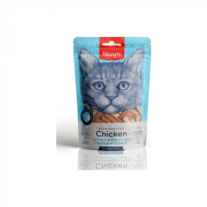 Wanpy Oven Roasted Tavuklu Morina  Balıklı Sandviç 80 gr Kedi Ödülü