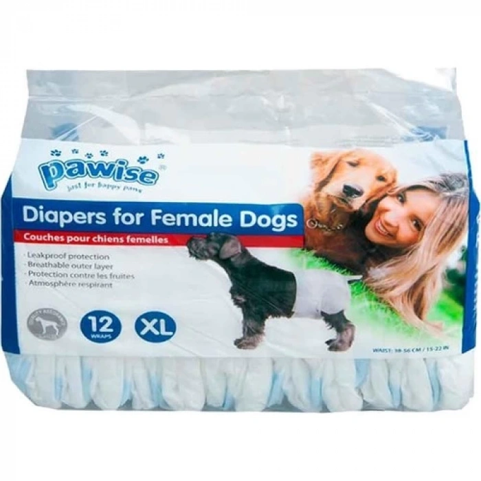 Pawise Dişi Köpek Alt Bağlama Bezi XL Boy 12 Adet