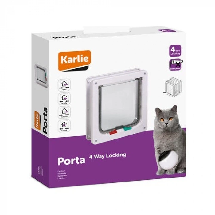 Karlie Flamingo Büyük Boy Kedi Kapısı 4 Yönlü Beyaz 25,2X23,5 cm