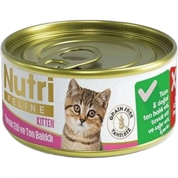 Nutri Feline Grain Free Chicken Pate with Tuna Kitten Tavuk Etli ve Ton Balıklı Yavru Kediler İçin Yaş Kedi Maması 85gr