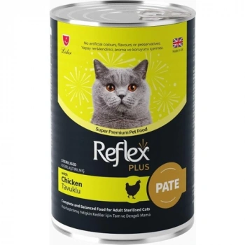 Reflex Plus Pate Içinde Et Parçacıklı Tavuklu Kısırlaştırılmış Kedi Maması 395 gr