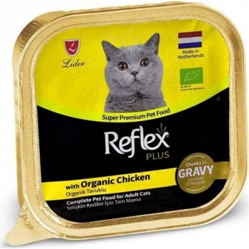 Reflex Plus Sos Içinde Et Parçacıklı Organik Tavuklu Kedi Konservesi 85 gr