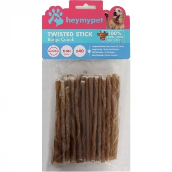 Heymy Pet Deri Burgu Çubuk Ince Boy 40LI Paket Naturel