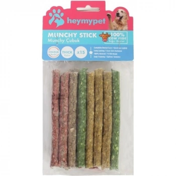 Heymy Pet HEYMYPET KÖPEK ÖDÜL MAMASI/Munchy Çubuk Orta Boy 15Lİ Paket Karışık Renk