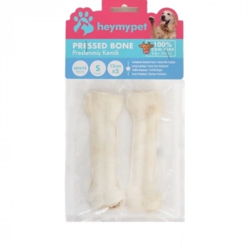 Heymy Pet Deri Pres Kemik 12CM S Boy 2li Paket Beyaz
