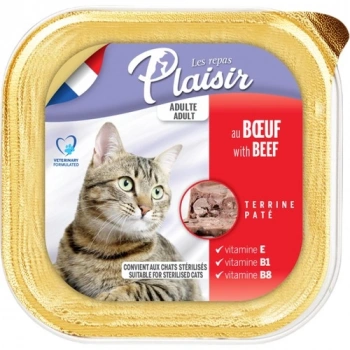 Plaisir Beef Pate Adult Cat Sığır Etli Yaş Yetişkin Kedi Maması 100Gr