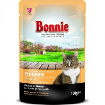 Bonnie Pouch Tavuklu Yetişkin Kedi Konservesi 100GR