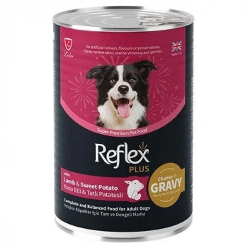 Reflex Plus Kuzu ve Tatlı Patates Et Parçacıklı Soslu Köpek Konservesi 400 gr