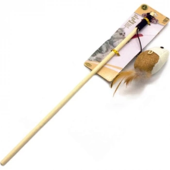 Catlife  Kediler Için Naturel Tüylü Fare Zilli Olta