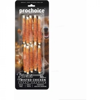 Prochoice Twisted Chicken, Köpekler Için Tavuk Derili Burgu Ödül Çubuğu 10 Parça