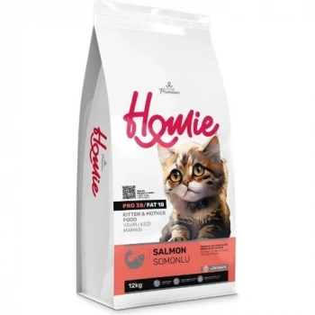 Homie Super Premium Düşük Tahıllı Somonlu Yavru ve Anne Kedi Maması 12 kg