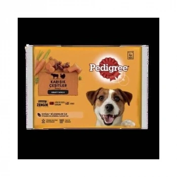 Pedigree Pouch Sığır Etli Kuzulu ve Hindili Yetişkin Köpek Konservesi 100GR (4lü)