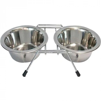 Eurogold Kedi Köpek Ayaklı İkili Çelik Mama Ve Su Kabı Seti 2x125 ml