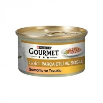 Gourmet Gold® Parça Etli Somonlu & Tavuklu Yaş Kedi Maması 85Gr