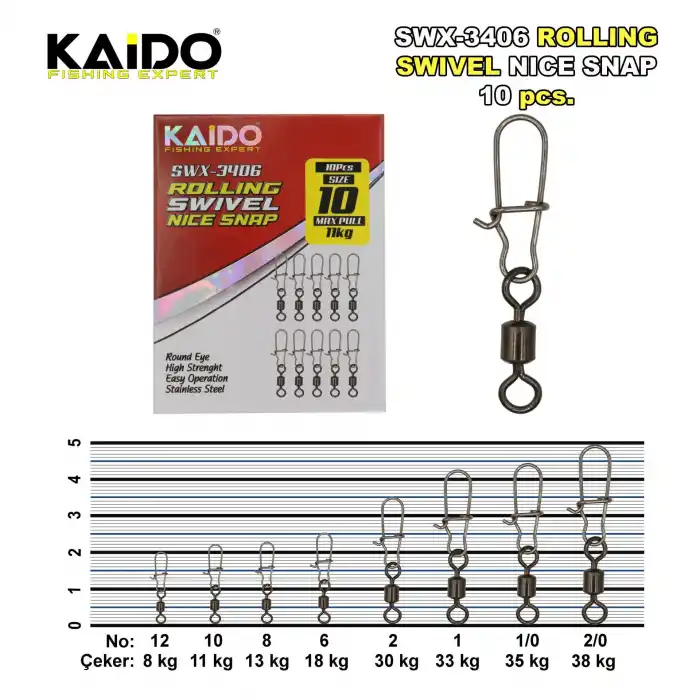 SWX-3406 Rolling Swivel Nice Snap (10 Pcs)