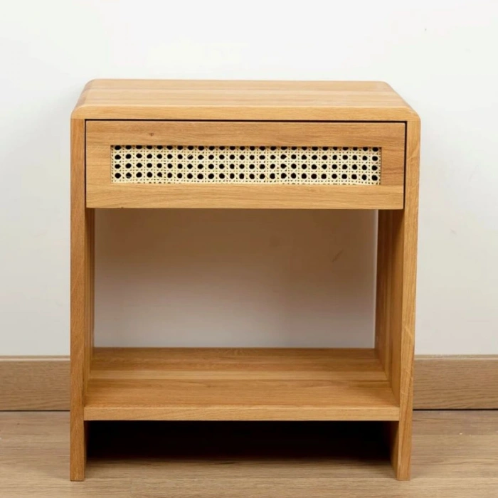 Ahşap Rattan Çekmece Detaylı Komodin