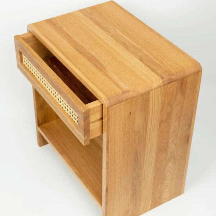 Ahşap Rattan Çekmece Detaylı Komodin